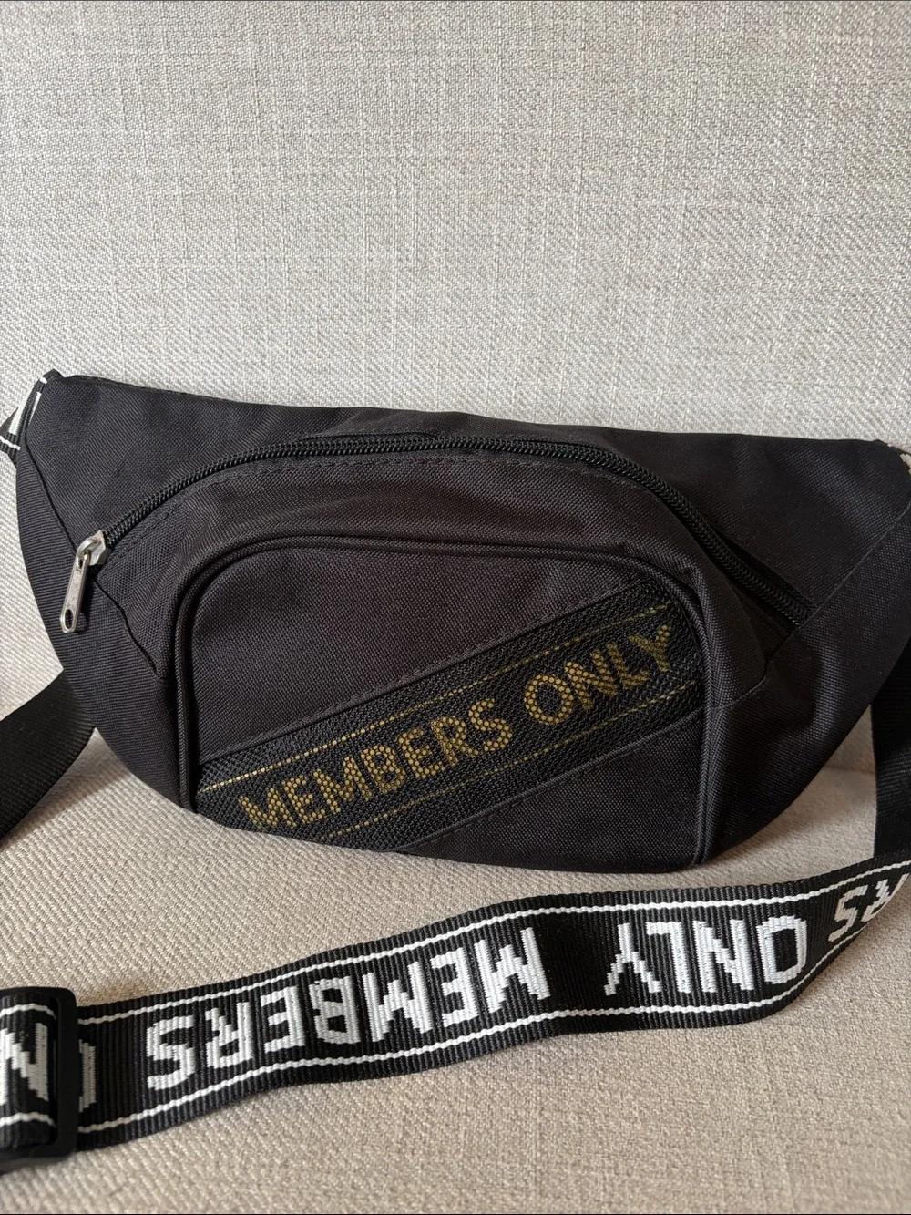 Members Only Mesh Printed Black Fanny Pack